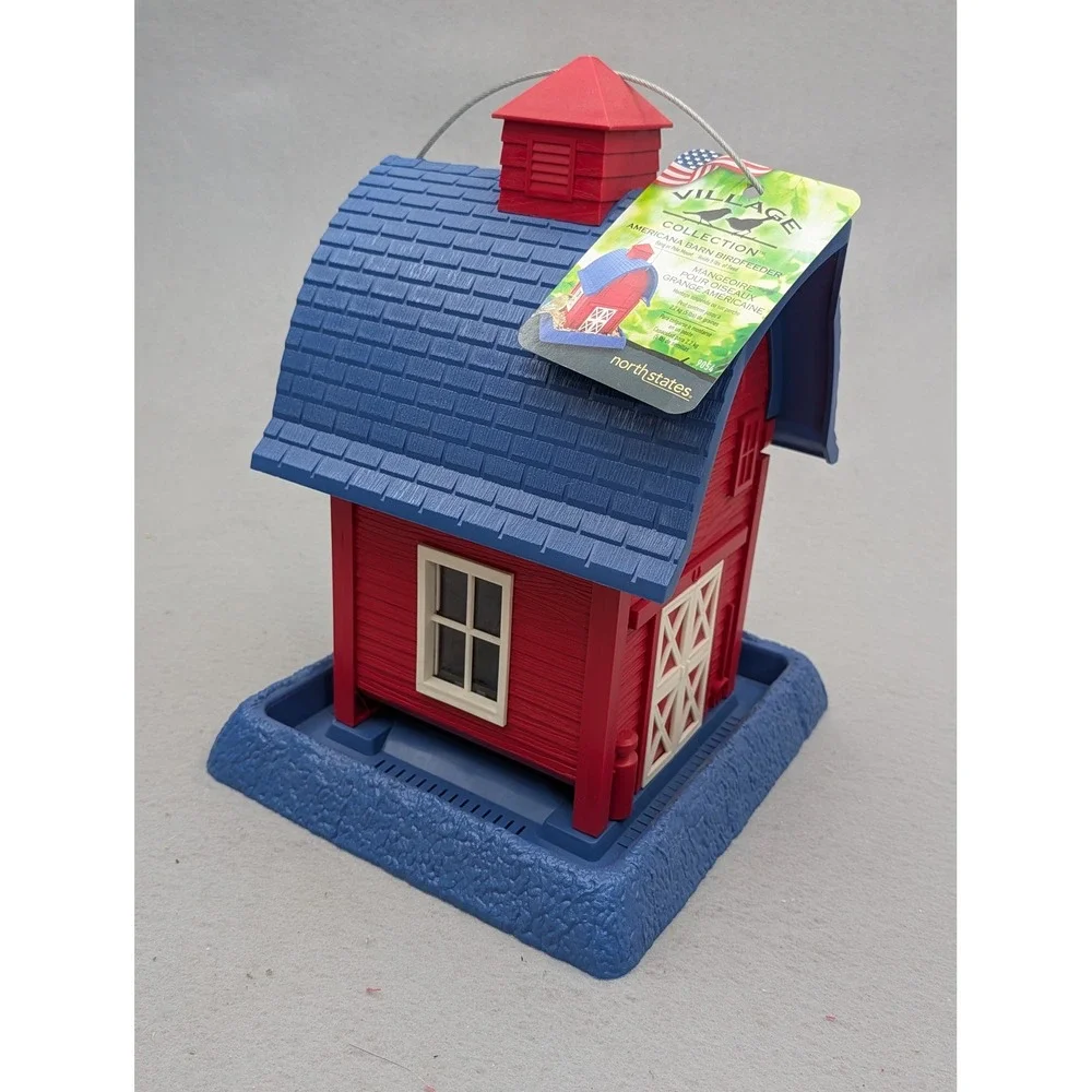 North States Americana Barn Birdfeeder Village Collection Red Blue 9054 New